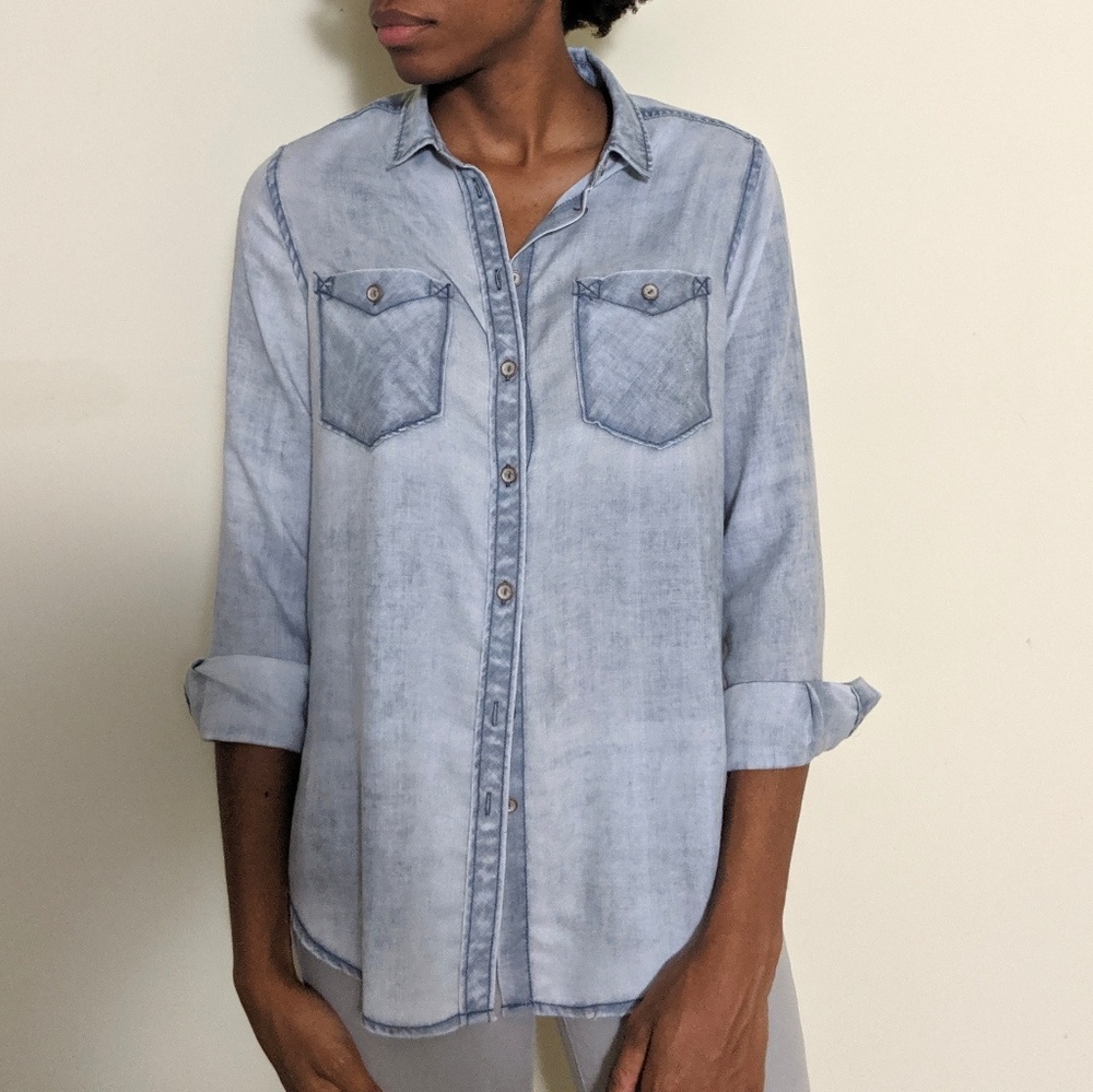 Urban Outfitters Light Blue Button-Down Denim Shirt